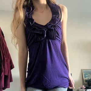 Purple Ruffled Halter y2k Top